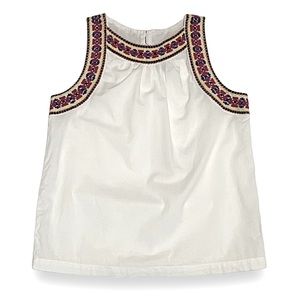 3/$30 Old Navy Boho Tank Top White XS Embroidered Trim Sleeveless Top Cotton